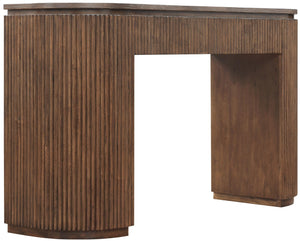 Meridian Furniture Astrid Fluted Oak Veneer Console Table with Sculptural Grooves for Modern Entryways and Hallways Brown 818Brown-T