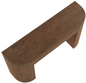 Meridian Furniture Astrid Fluted Oak Veneer Console Table with Sculptural Grooves for Modern Entryways and Hallways Brown 818Brown-T