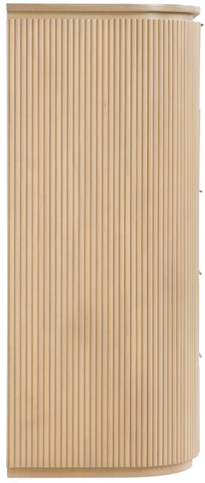 Meridian Furniture Astrid Fluted Oak Veneer Chest with Vertical Groove Panels for Modern Bedroom Storage Natural 818Oak-CH