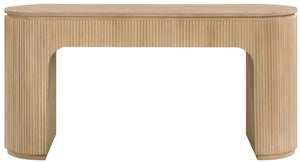 Meridian Furniture Astrid Fluted Oak Veneer Writing Desk with Built in Drawer for Modern Home Office Use Natural 818Oak-Desk