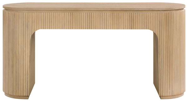 Meridian Furniture Astrid Fluted Oak Veneer Writing Desk with Built in Drawer for Modern Home Office Use Natural 818Oak-Desk
