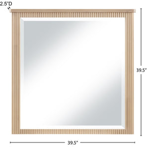 Meridian Furniture Astrid Fluted Wood Frame Wall Mirror for Stylish Contemporary and Modern Home Interiors Natural 818Oak-M