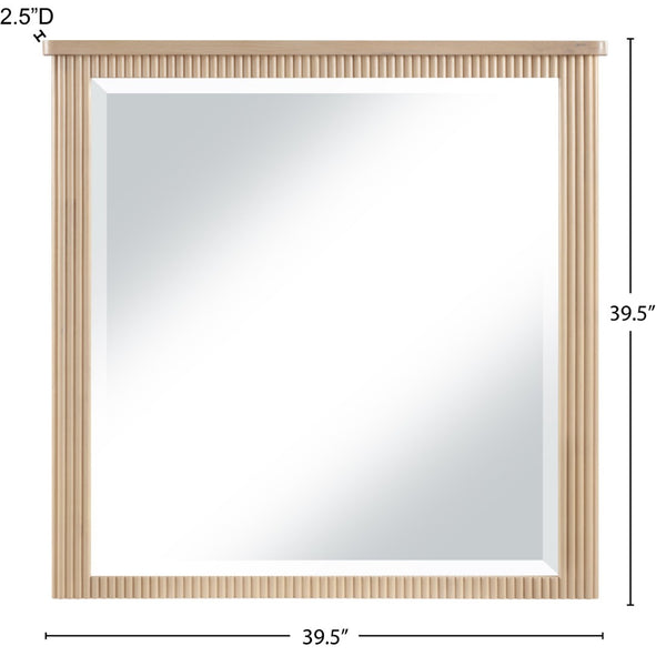Meridian Furniture Astrid Fluted Wood Frame Wall Mirror for Stylish Contemporary and Modern Home Interiors Natural 818Oak-M
