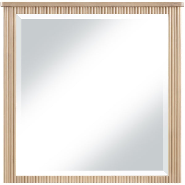 Meridian Furniture Astrid Fluted Wood Frame Wall Mirror for Stylish Contemporary and Modern Home Interiors Natural 818Oak-M