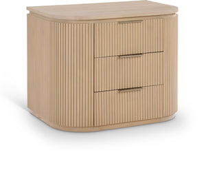 Meridian Furniture Astrid Fluted Oak Veneer Nightstand with Single Drawer for Stylish Modern Bedrooms Natural 818Oak-NS