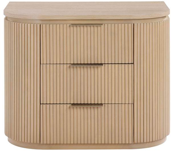 Meridian Furniture Astrid Fluted Oak Veneer Nightstand with Single Drawer for Stylish Modern Bedrooms Natural 818Oak-NS