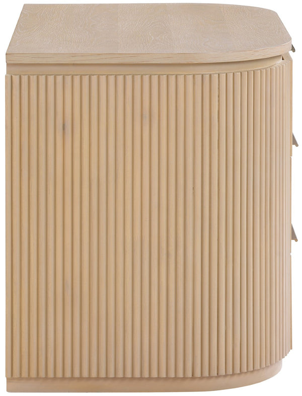 Meridian Furniture Astrid Fluted Oak Veneer Nightstand with Single Drawer for Stylish Modern Bedrooms Natural 818Oak-NS