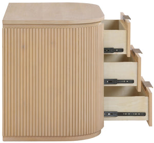 Meridian Furniture Astrid Fluted Oak Veneer Nightstand with Single Drawer for Stylish Modern Bedrooms Natural 818Oak-NS