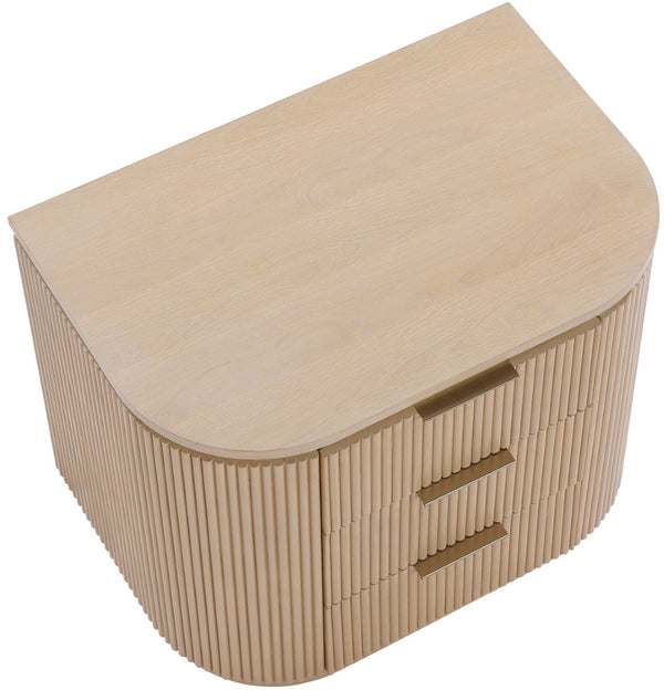 Meridian Furniture Astrid Fluted Oak Veneer Nightstand with Single Drawer for Stylish Modern Bedrooms Natural 818Oak-NS