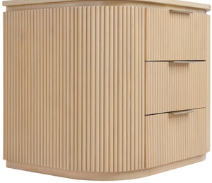 Meridian Furniture Astrid Fluted Oak Veneer Nightstand with Single Drawer for Stylish Modern Bedrooms Natural 818Oak-NS