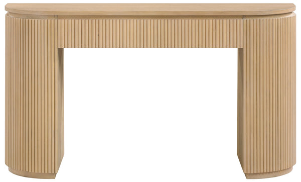 Meridian Furniture Astrid Fluted Oak Veneer Console Table with Sculptural Grooves for Modern Entryways and Hallways Natural 818Oak-T