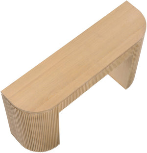 Meridian Furniture Astrid Fluted Oak Veneer Console Table with Sculptural Grooves for Modern Entryways and Hallways Natural 818Oak-T