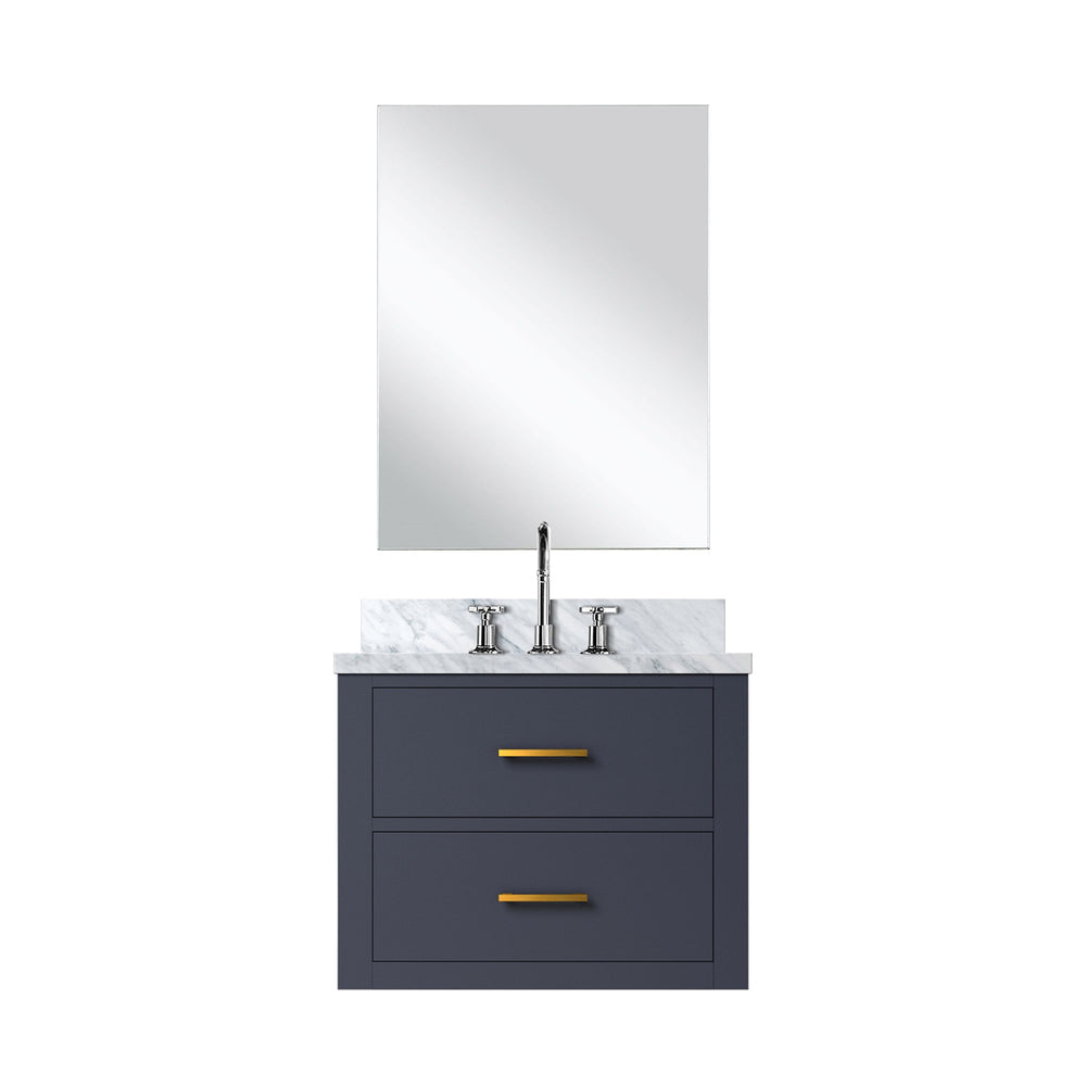 English Elm Blue Single Bath Vanity Set With Acrylic Countertop, Mirror & Faucet - Perfect For Small Spaces! B2731S01971