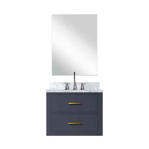 English Elm Blue Single Bath Vanity Set With Acrylic Countertop, Mirror & Faucet - Perfect For Small Spaces! B2731S01971