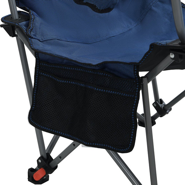 English Elm Outdoor Camping Chair Recliner Adjustable 3-Level Folding Portable with Cup Holder, Side Pockets, Dark Blue W2297P316508