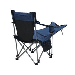 English Elm Outdoor Camping Chair Recliner Adjustable 3-Level Folding Portable with Cup Holder, Side Pockets, Dark Blue W2297P316508