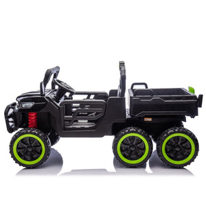 English Elm 24v Two Seat Kids Electric Dump Truck Six Wheel 4wd Utv with Parental Remote Black W1578P268991
