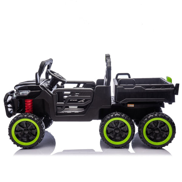 English Elm 24v Two Seat Kids Electric Dump Truck Six Wheel 4wd Utv with Parental Remote Black W1578P268991