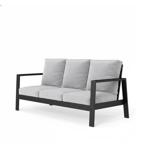 English Elm 4-piece Outdoor Conversation Set with Powder-coated Aluminum Frame and Plush Deep Cushions Black+Grey B082S00102