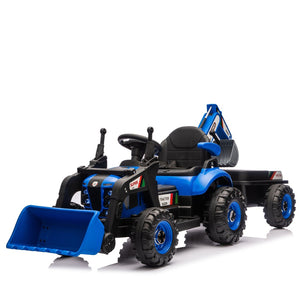 English Elm 24v Kids Electric Tractor with Swappable Construction Attachments and Parent Remote W1578P230011