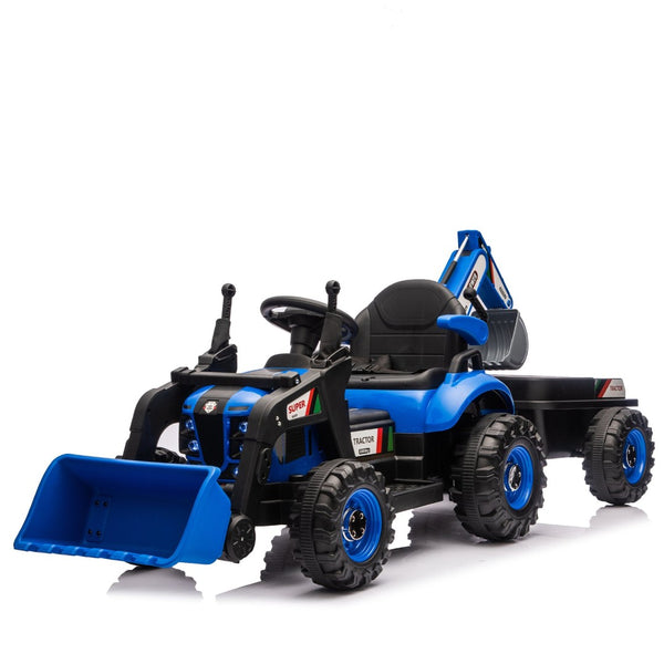 English Elm 24v Kids Electric Tractor with Swappable Construction Attachments and Parent Remote W1578P230011