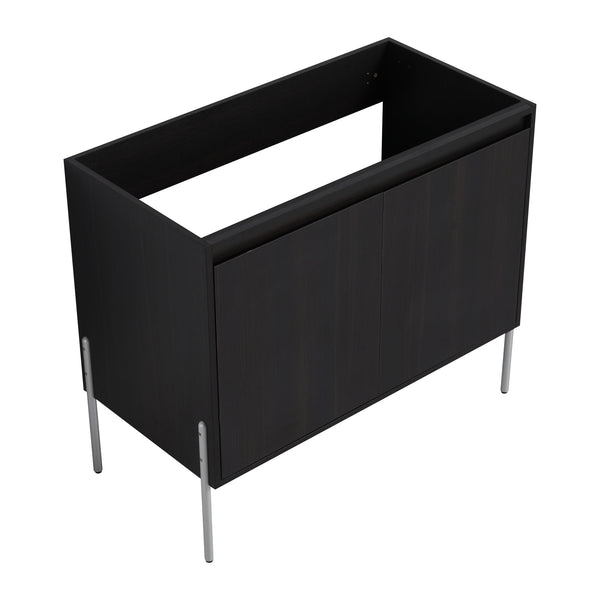 English Elm 36" Freestanding Bathroom Vanity Cabinet, Slim 37x21x6.3" Storage Console with Soft-Close Doors, KD Package Excluding Sink W1972P243177