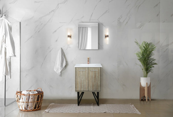 English Elm Rustic Acacia Bath Vanity 24" W With Cultured Marble Top & Chic Rose Gold Faucet For Modern Charm B2731P259662-GIGA