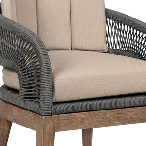 English Elm Orbit Eucalyptus Outdoor Dining Set with Rope Chairs and Olefin Cushions Seats Four B2736S00031