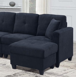 English Elm Sectional Velvet Sofa In Dark Blue - Luxurious, Durable Comfort With Cup Holders For Modern Living Spaces B205S00079-GIGA