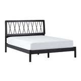 X Spindle Mid-Century Modern Solid Wood Queen Bed Black XAVB5CBL Walker Edison