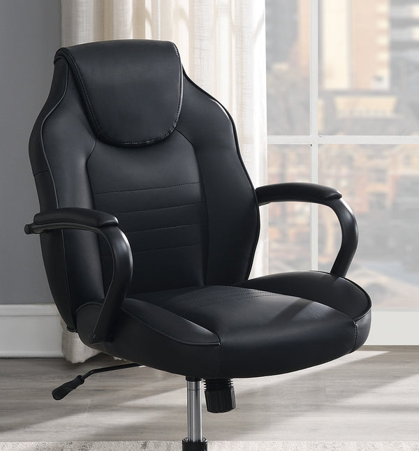English Elm Gaming Ergonomic Office Chair Black Faux Leather with Casters Adjustable Height Plush Padded Arms B011P366767