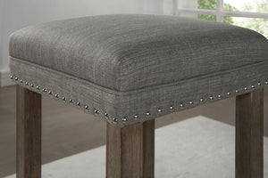 English Elm Transitional Counter Height 3pc Dining Set with USB Charging, Storage Shelves & Padded Seats Gray 53 L x 22 W x 12 H B2741P384392