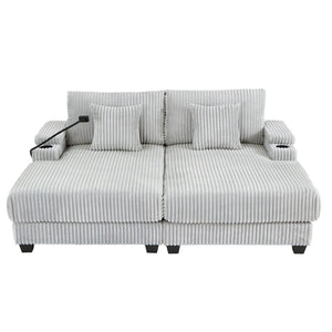 English Elm Swivel Barrel Accent Chair Chenille Tufted Round Club Seat for Living Room Lounge Light Grey N719S002270R