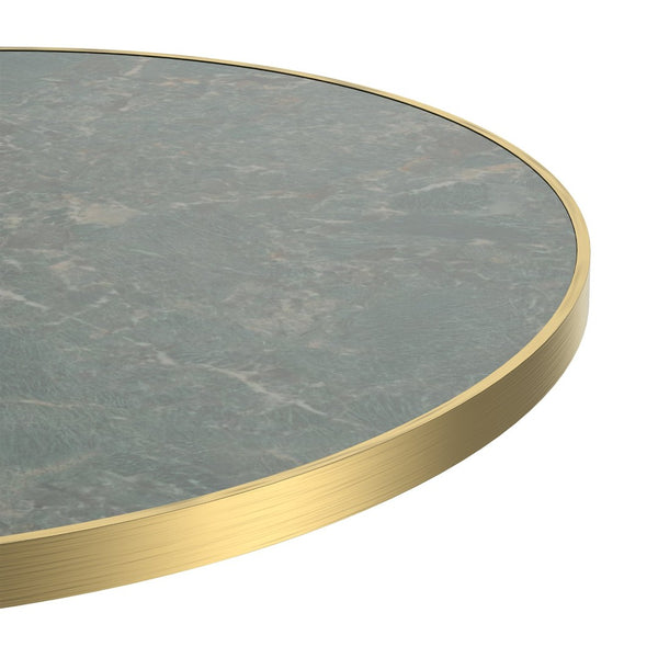 English Elm Round Tulip Bistro Table Faux Marble Top Gold Pedestal Base for Small Dining Spaces W3316P421498