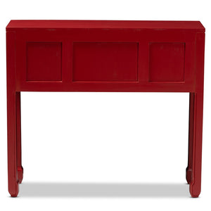 Baxton Studio Baxton Studio Melodie Antique Red Wood Console Table with Bronze Accents & 6-Drawer Storage Solution MIN22-Red-ST