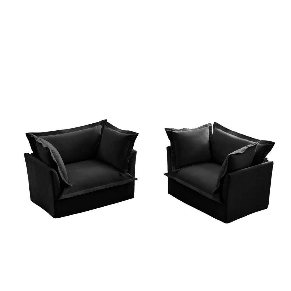 English Elm Set Of 2 Slipcovered Armchairs - Luxurious Deep Seat Chairs In Soft Chenille For Cozy Living Spaces W3041S00108-GIGA