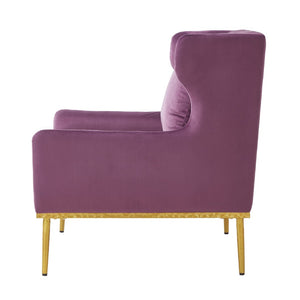 English Elm Modern Velvet Accent Chair Curved Arms Plush Cushion Upholstered Seat for Living Room Purple N763P360686I