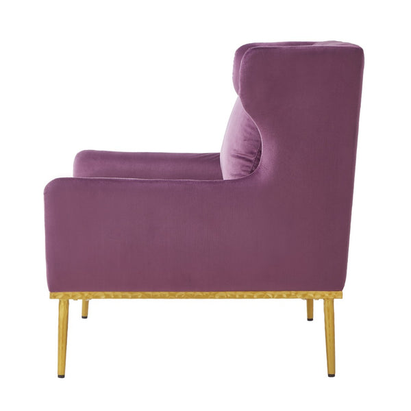 English Elm Modern Velvet Accent Chair Curved Arms Plush Cushion Upholstered Seat for Living Room Purple N763P360686I