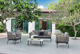 Renava Suntide - Outdoor Grey Fabric + Beige Rattan + Grey Acacia Sofa Set