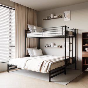 English Elm Twin Over Metal Bunk Bed Pull Out Lower Sleeper Space Saving Steel Frame W1671P459794