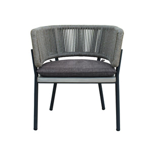 VIG Furniture Renava Suntide - Outdoor Grey Fabric + Grey Acacia + Beige Rattan Dining Set VGAT-RADS-238