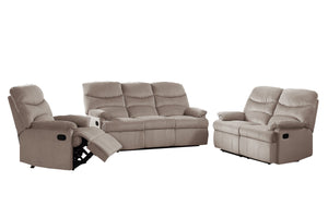 English Elm Recliner Velvet Tufted Loveseat with Manual Side Handle, Plush Arm Pillows for Ultimate Comfort and Style Light Brown 73 L x 31 W x 26 H B089P240504