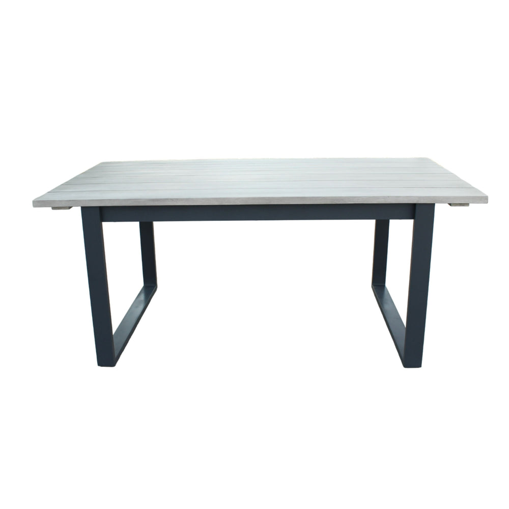 VIG Furniture Renava Suntide - Outdoor Grey Fabric + Grey Acacia + Beige Rattan Dining Set VGAT-RADS-238