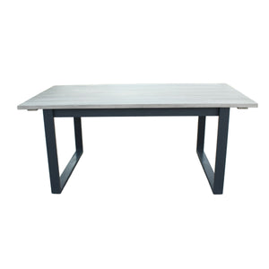 VIG Furniture Renava Suntide - Outdoor Grey Fabric + Grey Acacia + Beige Rattan Dining Set VGAT-RADS-238