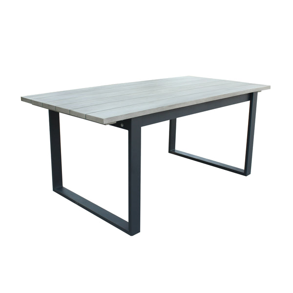 VIG Furniture Renava Suntide - Outdoor Grey Fabric + Grey Acacia + Beige Rattan Dining Set VGAT-RADS-238