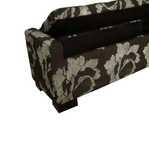 English Elm 48" Quilted Storage Bench Black Frame Dark Brown Floral Cotton Cushion 49x18x19 Sturdy Metal-Wood՚ B072116476