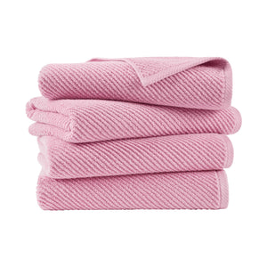 JLA Home Madison Park - 100% Cotton Diagonal Ribbed 4-Piece Bath Towels — Plush Zero-Twist 518GSM, Fast-Dry & Durable Luxury Pink MP73-8875