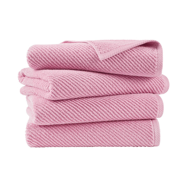 JLA Home Madison Park - 100% Cotton Diagonal Ribbed 4-Piece Bath Towels — Plush Zero-Twist 518GSM, Fast-Dry & Durable Luxury Pink MP73-8875
