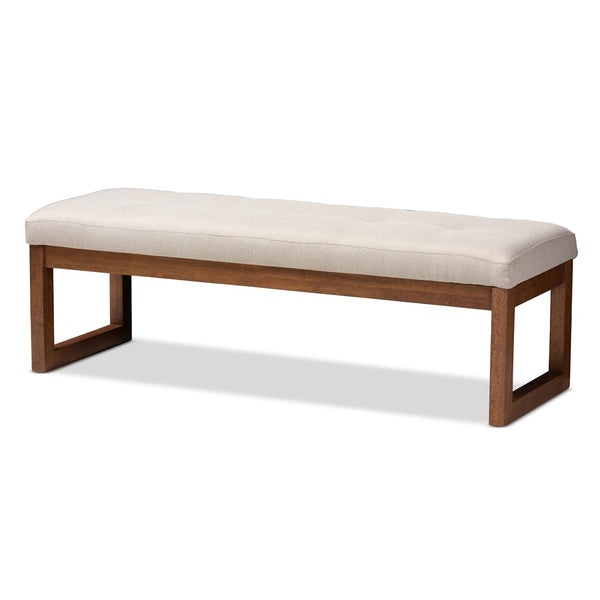 Baxton Studio Baxton Studio Caramay Modern Beige Upholstered Bench with Walnut Finish - Stylish Seating Solution BBT5337-Light Beige-Bench