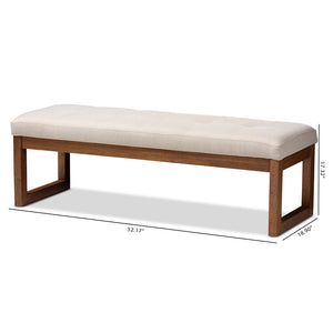 Baxton Studio Baxton Studio Caramay Modern Beige Upholstered Bench with Walnut Finish - Stylish Seating Solution BBT5337-Light Beige-Bench